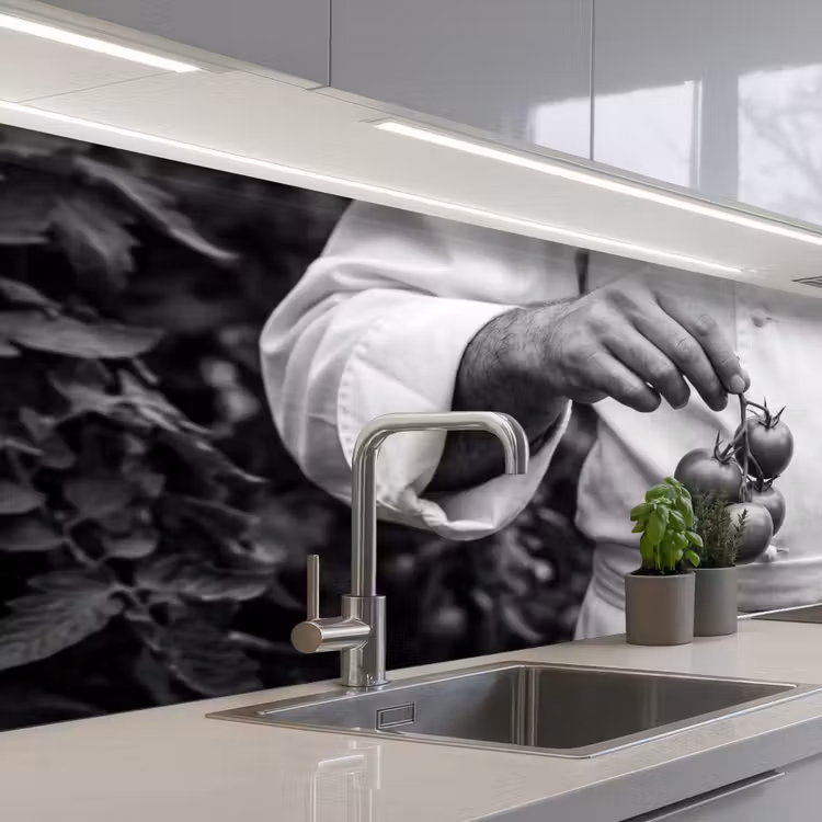 Keuken achterwand - Tomaten - Chef - Zwart - Wit — 2