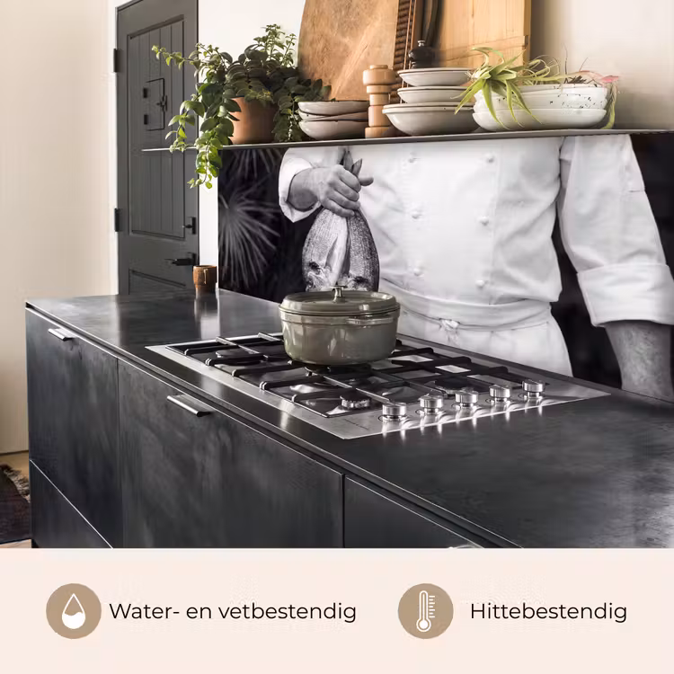 Keuken achterwand - Vissen - Chef - Zwart - Wit — 5