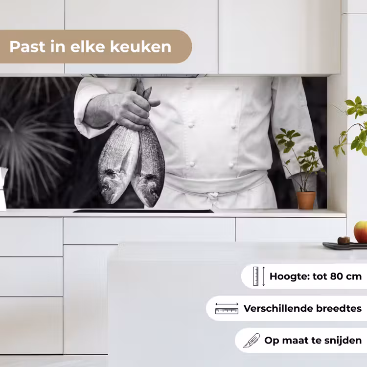 Keuken achterwand - Vissen - Chef - Zwart - Wit — 7