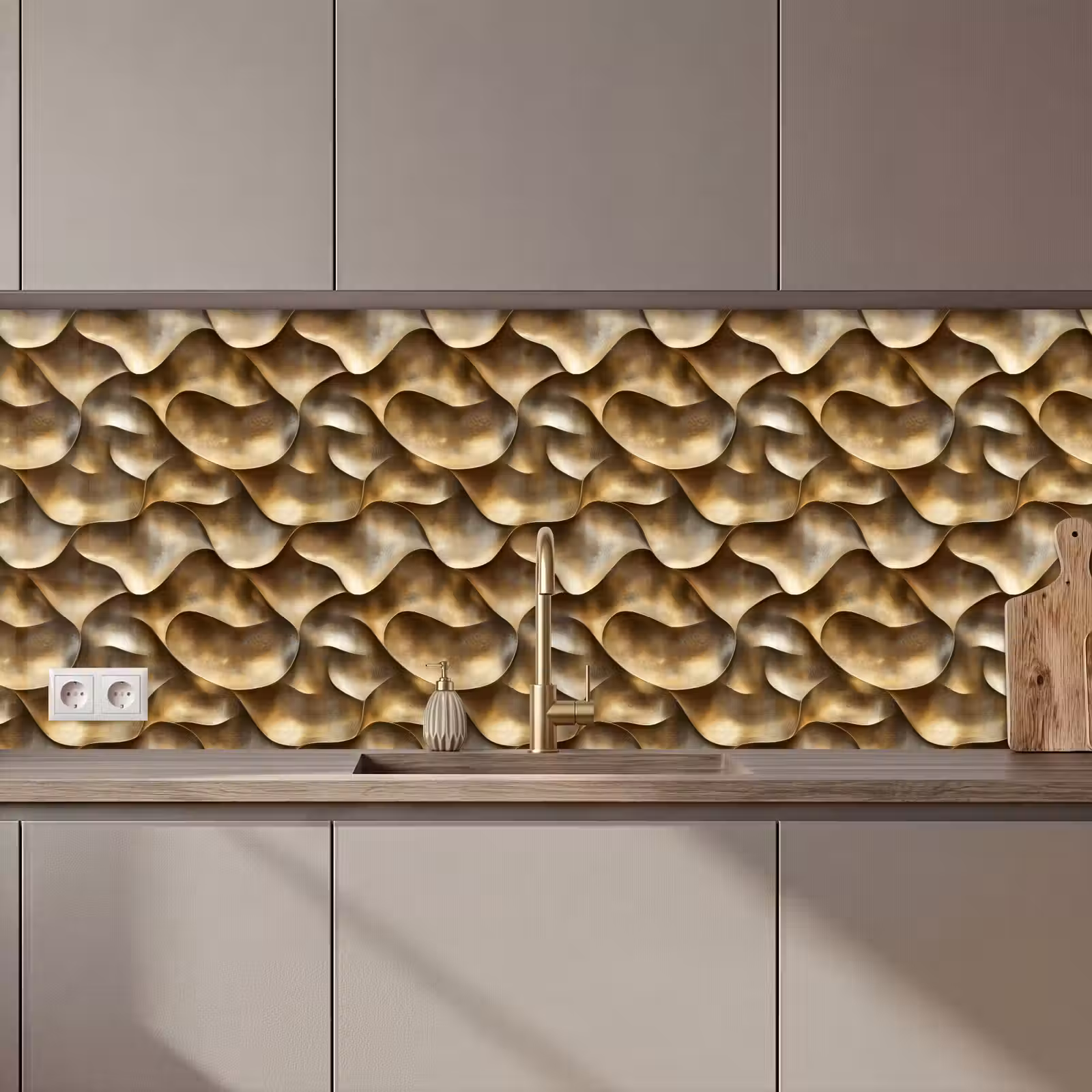 Keuken achterwand - Abstract - Antiek - Goud — 1