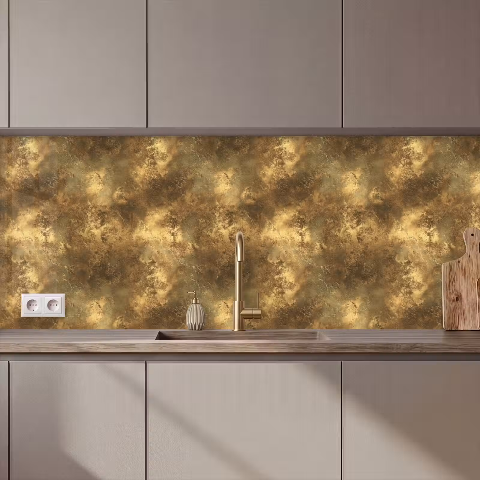 Keuken achterwand - Antiek - Metaallook - Goud — 1