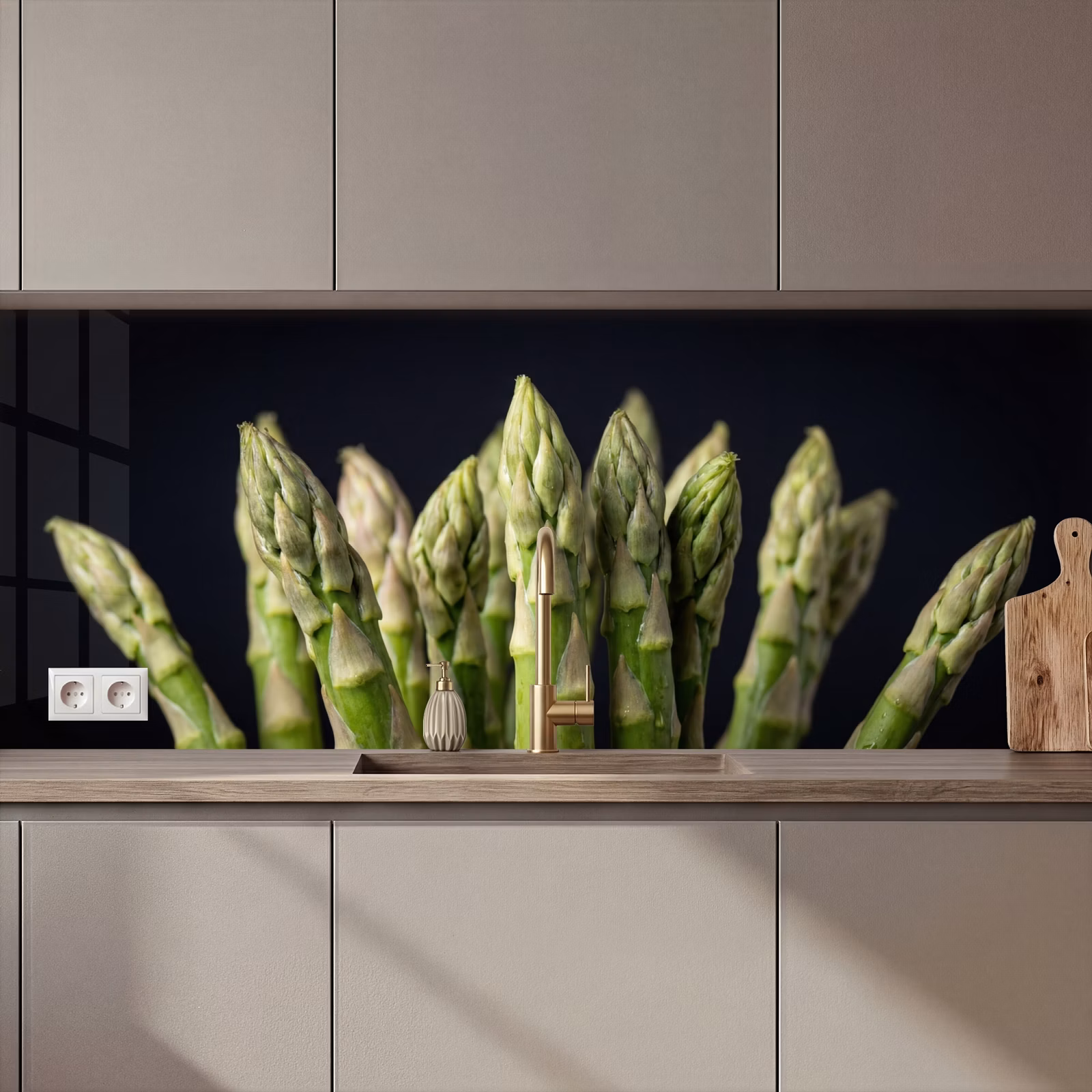 Keuken achterwand - Asperges - Groen - Zwart — 1