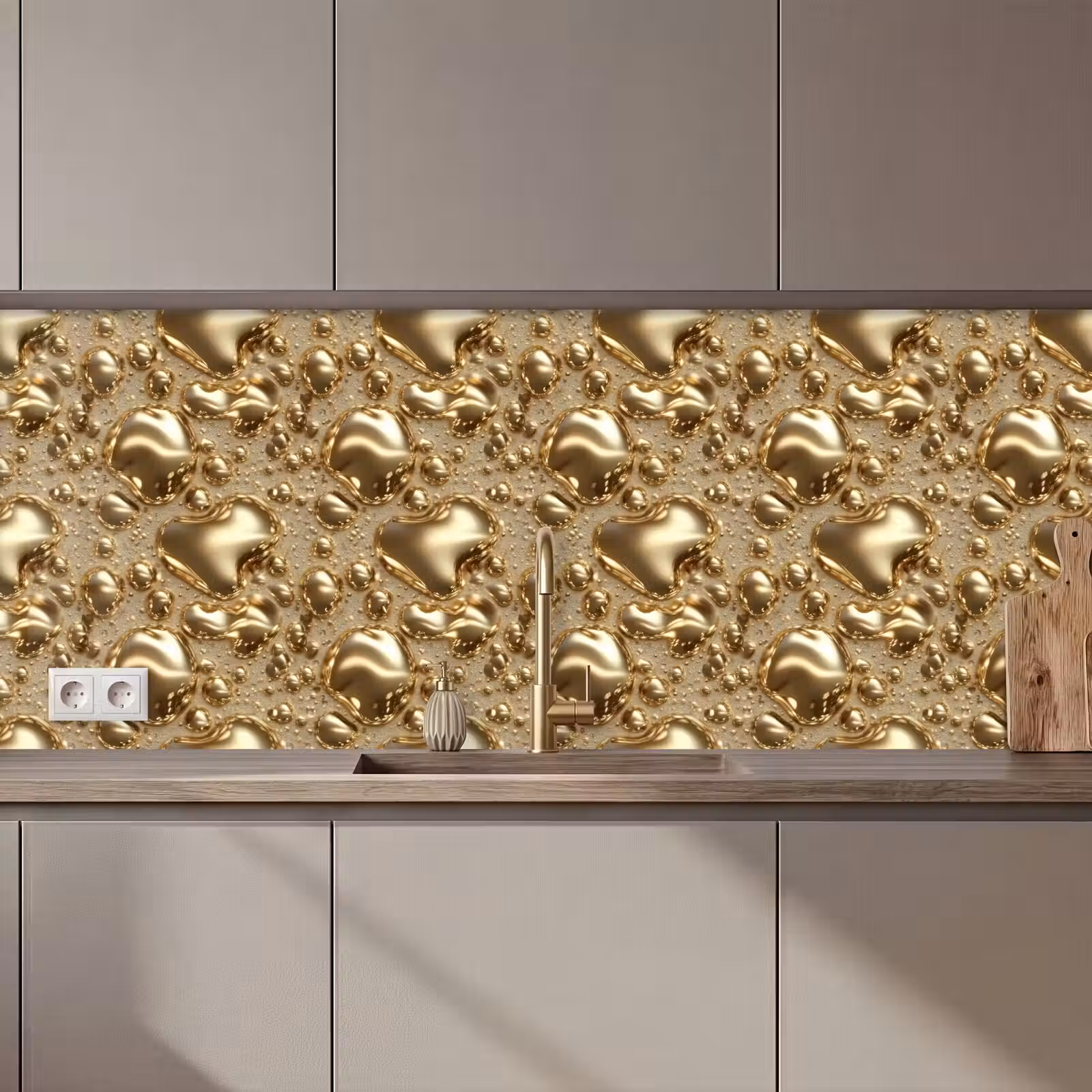 Keuken achterwand - Druppels - Organisch - Goud — 1