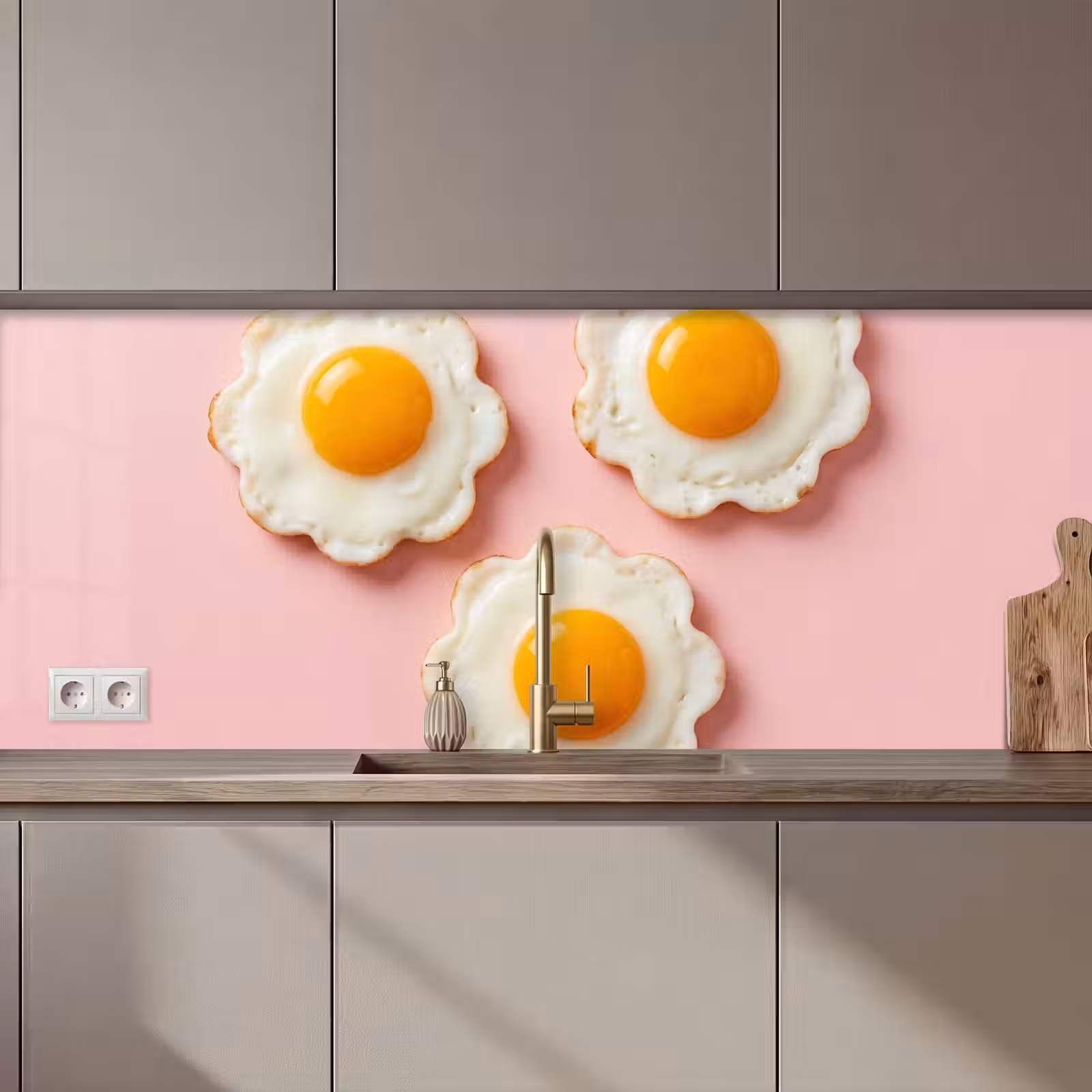 Keuken achterwand - Eieren - Bloem - Roze — 1