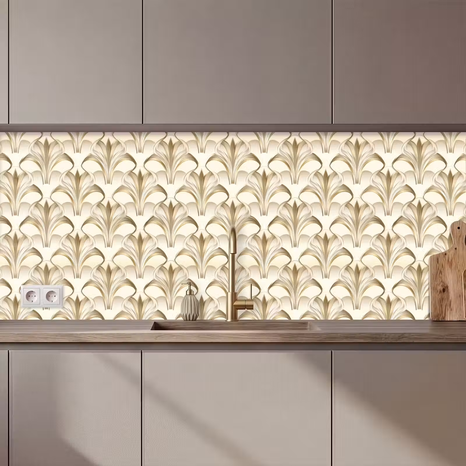 Keuken achterwand - Ornament - Barok - Goud — 1