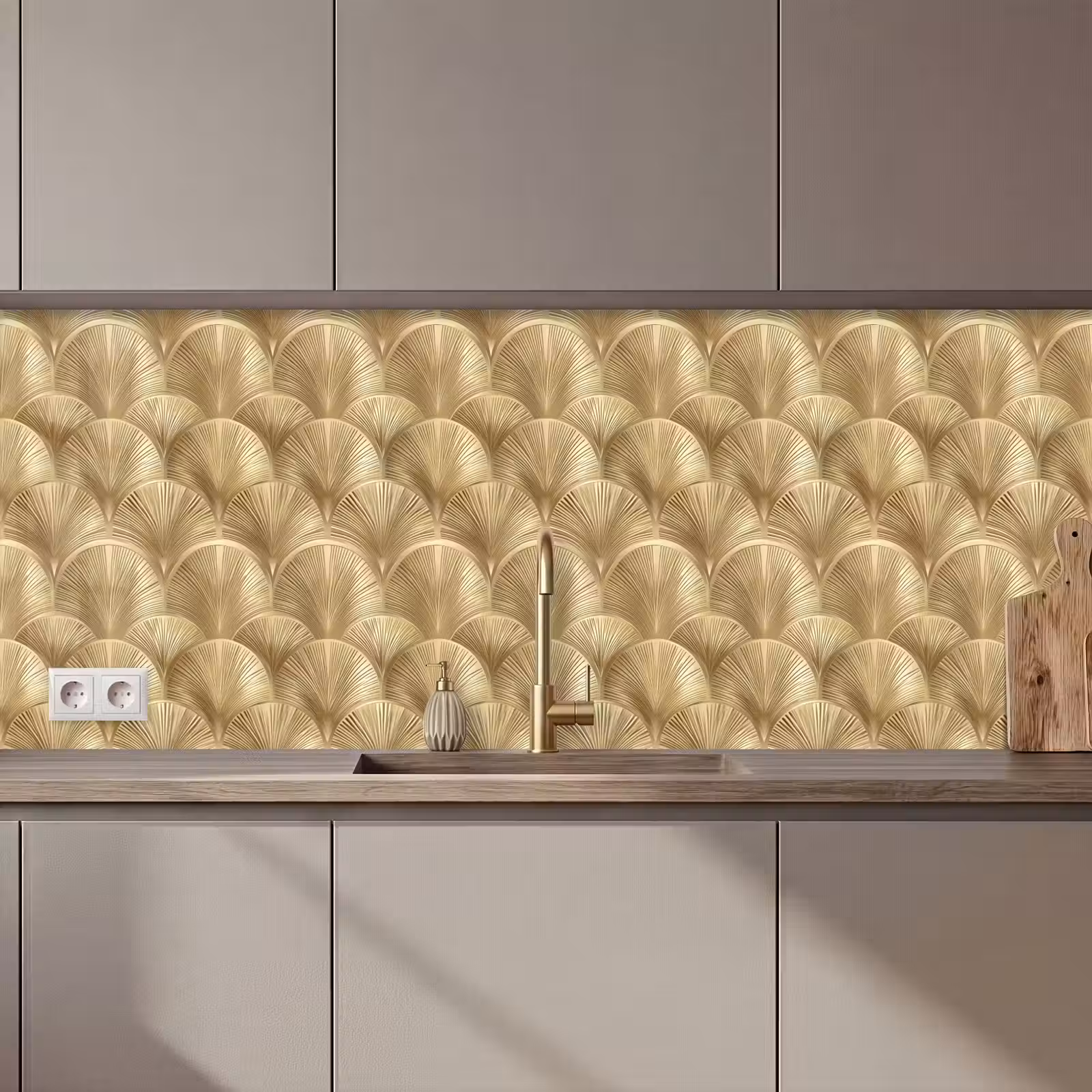 Keuken achterwand - Patroon - Waaier - Goud — 1