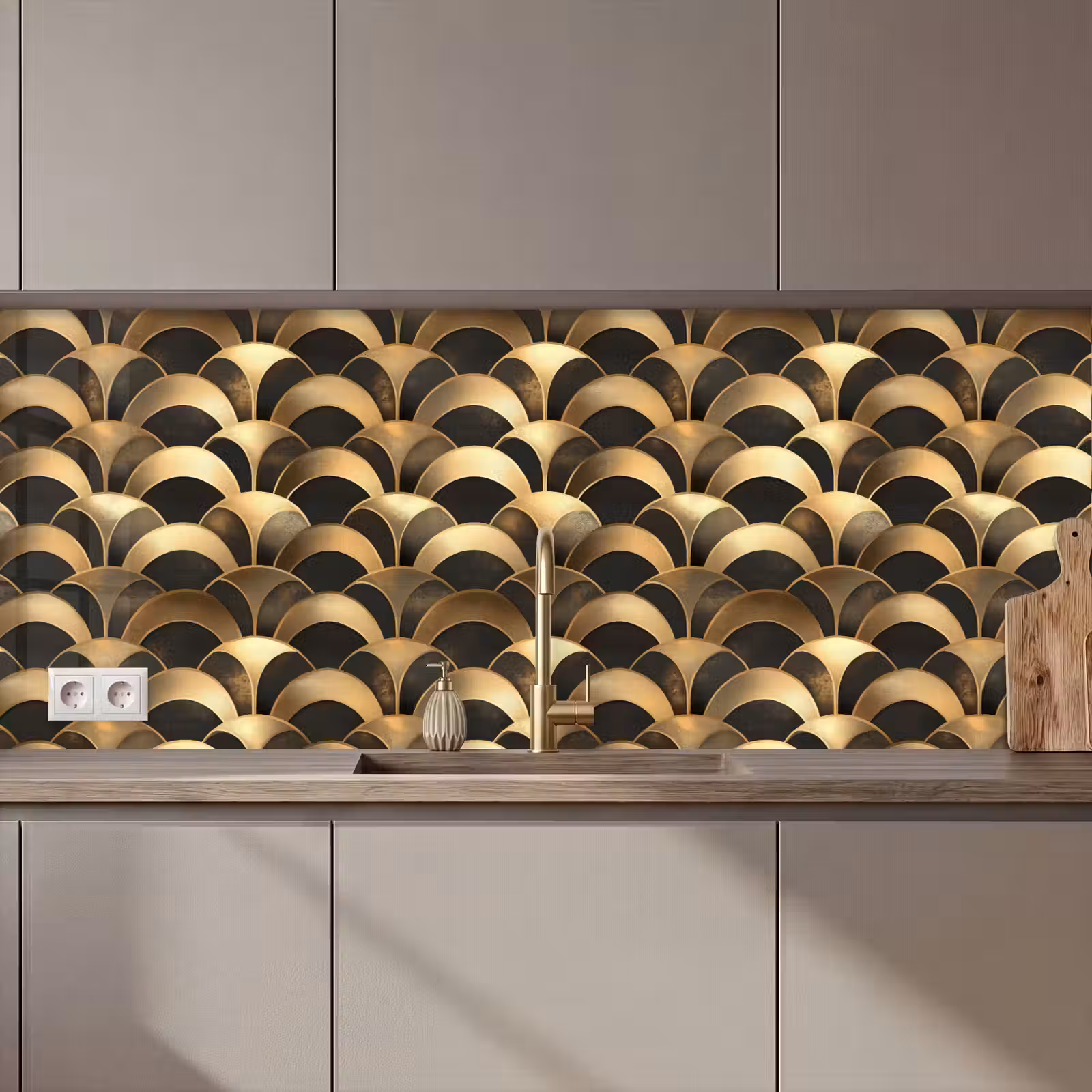 Keuken achterwand - Schubben - Structuur - Goud — 1