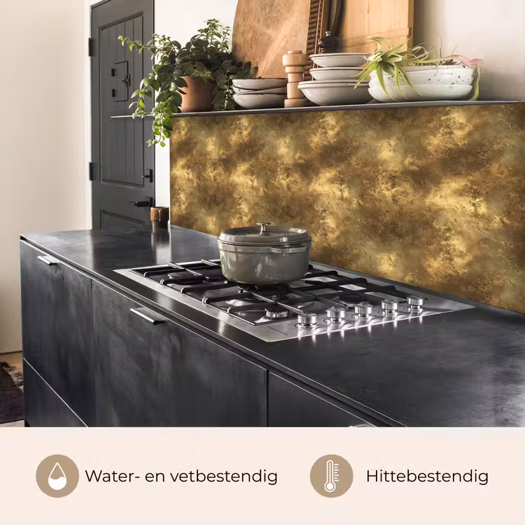 Keuken achterwand - Antiek - Metaallook - Goud — 5