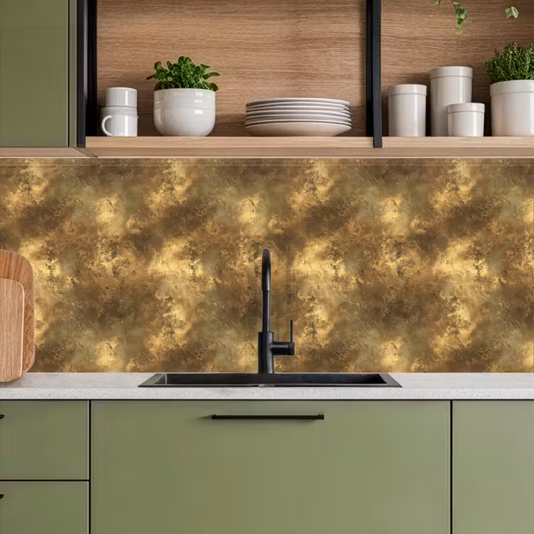Keuken achterwand - Antiek - Metaallook - Goud — 8