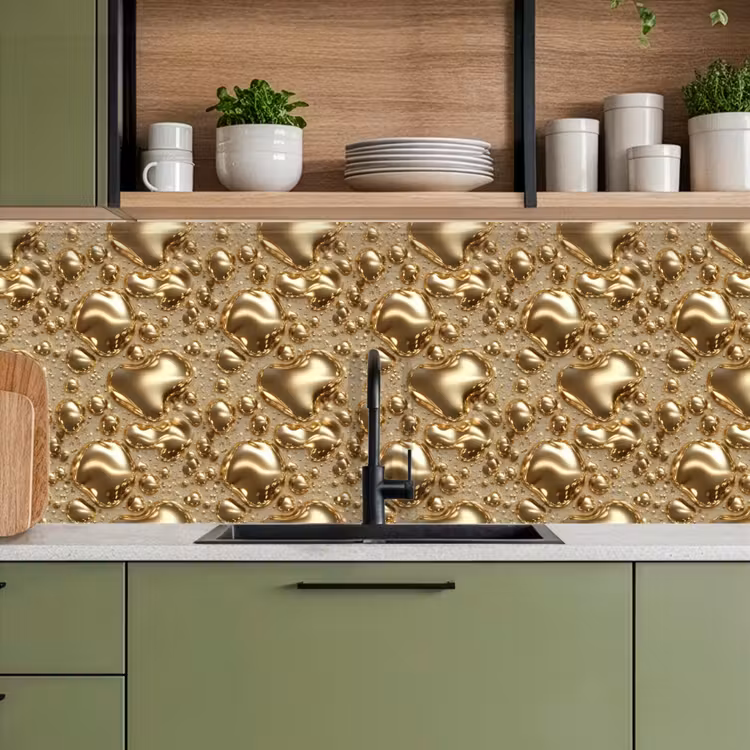 Keuken achterwand - Druppels - Organisch - Goud — 8