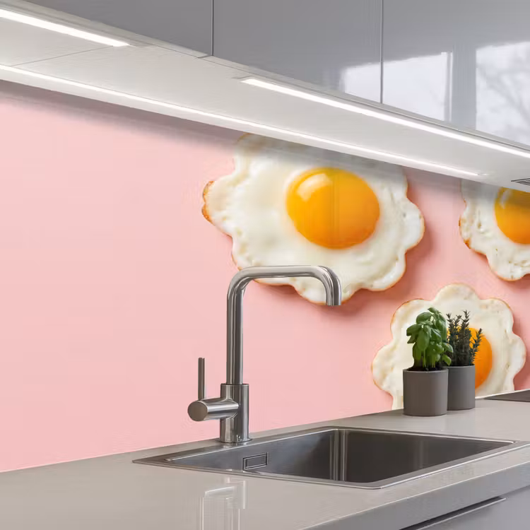 Keuken achterwand - Eieren - Bloem - Roze — 2