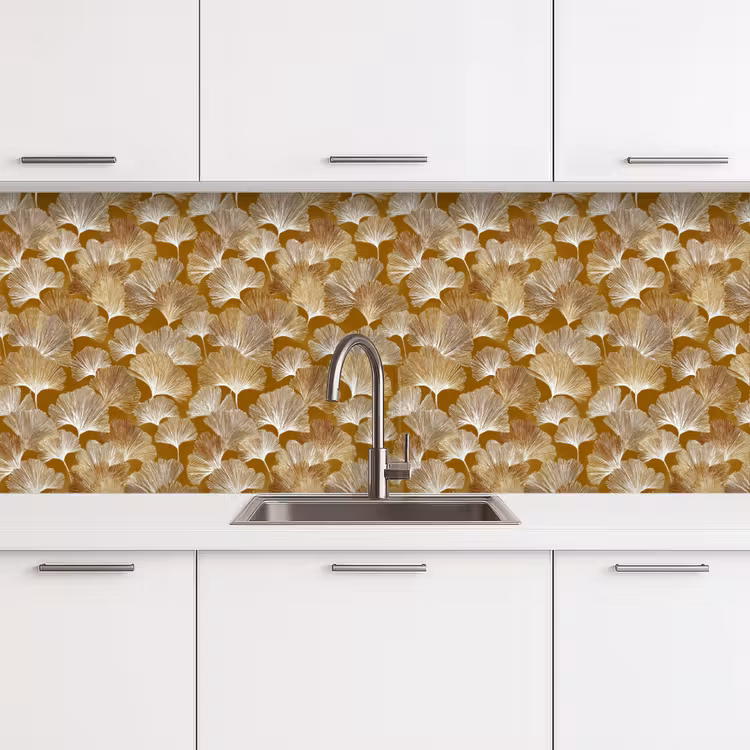 Keuken achterwand - Ginkgo - Bladeren - Goud — 4