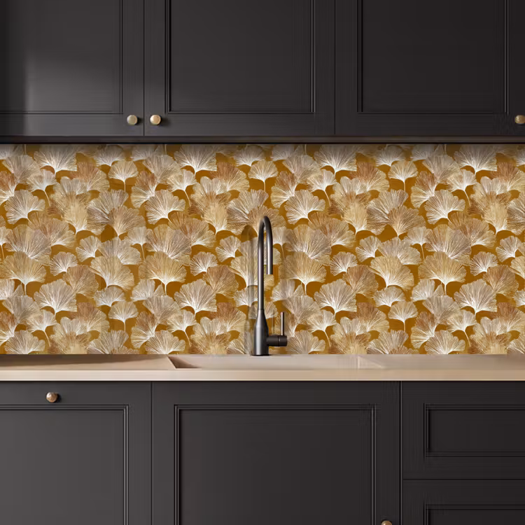 Keuken achterwand - Ginkgo - Bladeren - Goud — 6