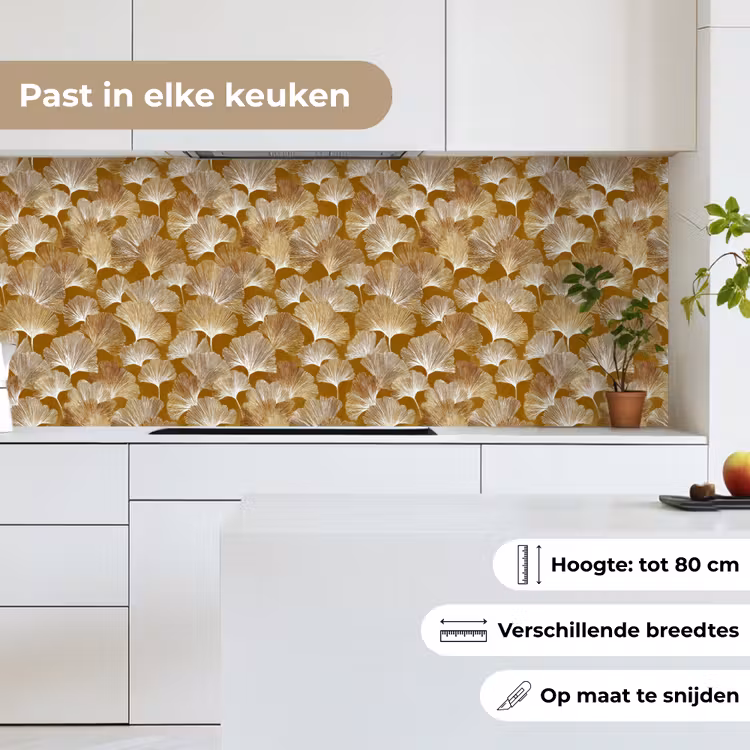 Keuken achterwand - Ginkgo - Bladeren - Goud — 7