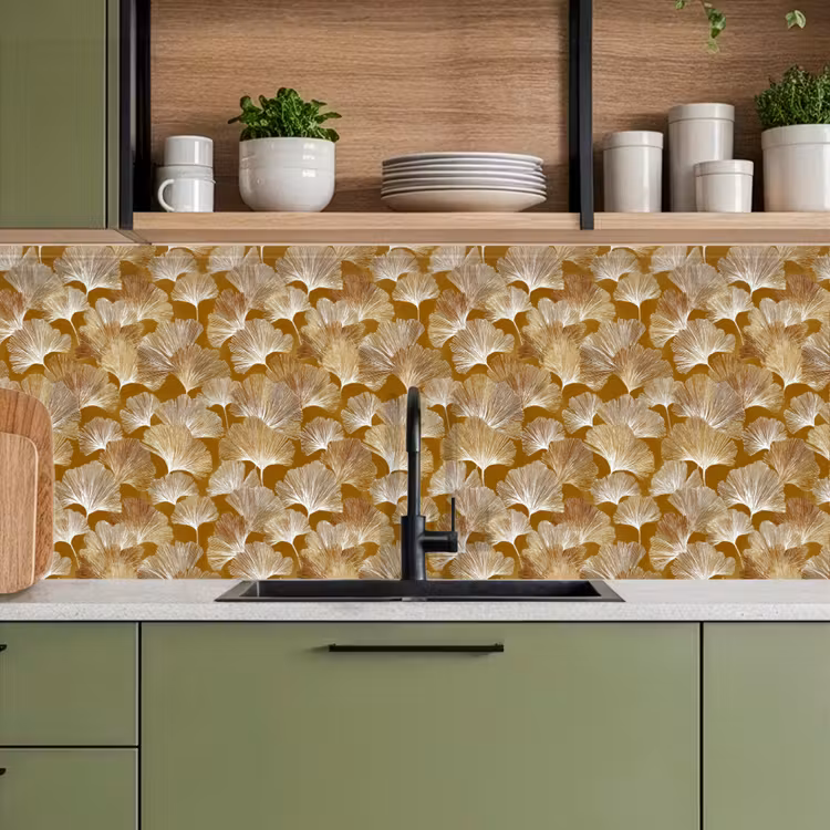 Keuken achterwand - Ginkgo - Bladeren - Goud — 8