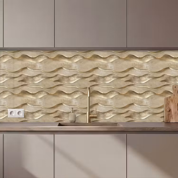 Keuken achterwand - Golven - Patroon - Goud — 1