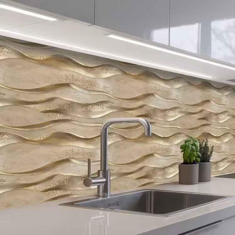 Keuken achterwand - Golven - Patroon - Goud — 2