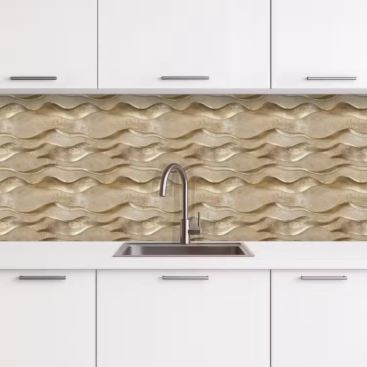 Keuken achterwand - Golven - Patroon - Goud — 4