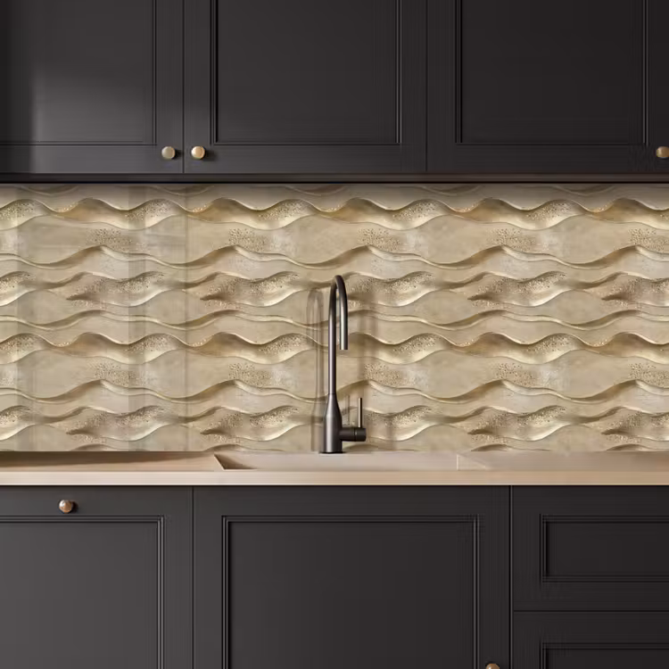 Keuken achterwand - Golven - Patroon - Goud — 6