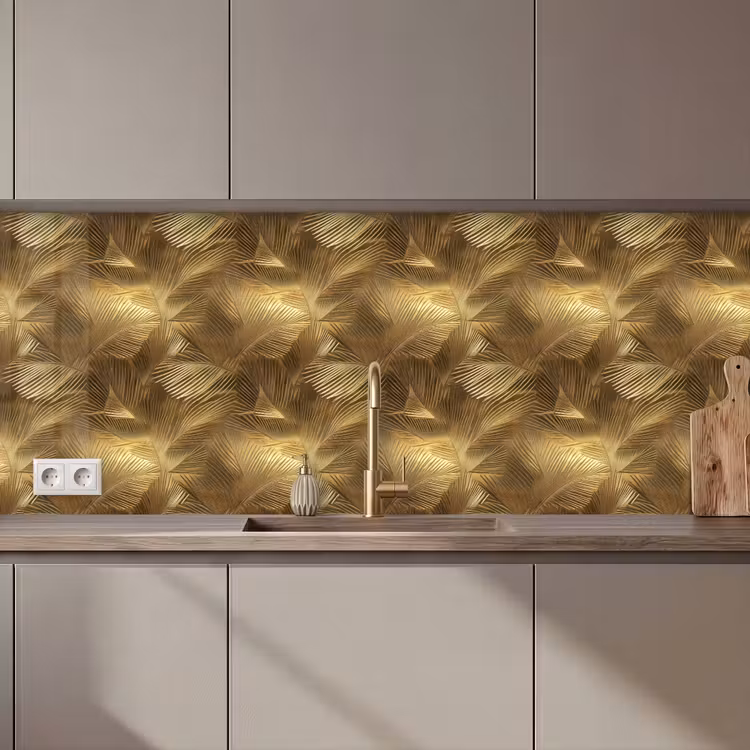 Keuken achterwand - Palm - Waaier - Goud — 1