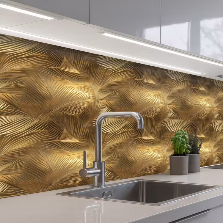 Keuken achterwand - Palm - Waaier - Goud — 2