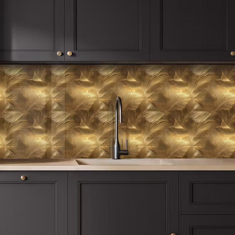 Keuken achterwand - Palm - Waaier - Goud — 6