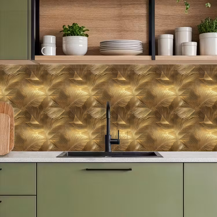 Keuken achterwand - Palm - Waaier - Goud — 8