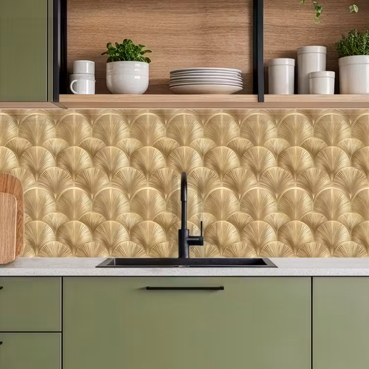 Keuken achterwand - Patroon - Waaier - Goud — 8