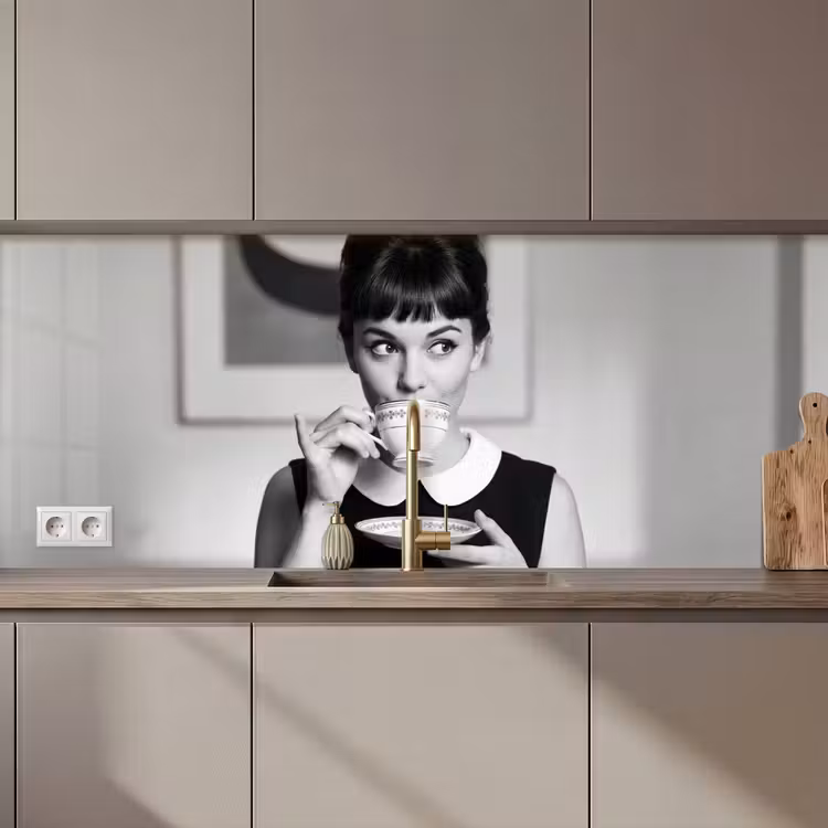 Keuken achterwand - Portret - Thee - Vrouw — 1