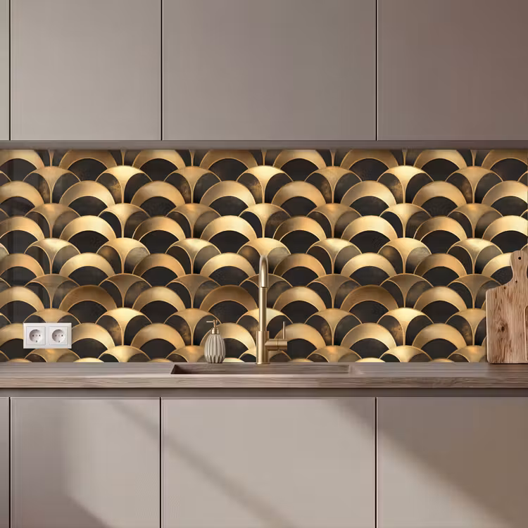 Keuken achterwand - Schubben - Structuur - Goud — 1