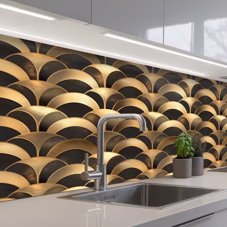 Keuken achterwand - Schubben - Structuur - Goud — 2