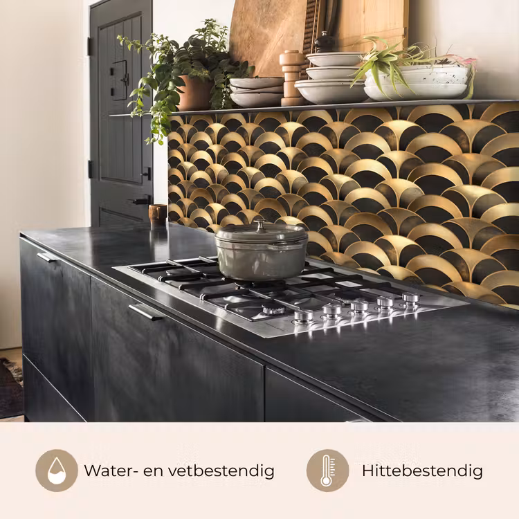 Keuken achterwand - Schubben - Structuur - Goud — 5