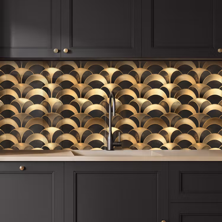 Keuken achterwand - Schubben - Structuur - Goud — 6