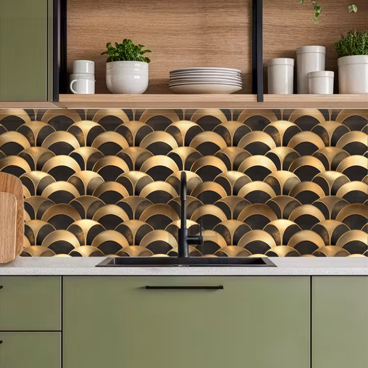 Keuken achterwand - Schubben - Structuur - Goud — 8