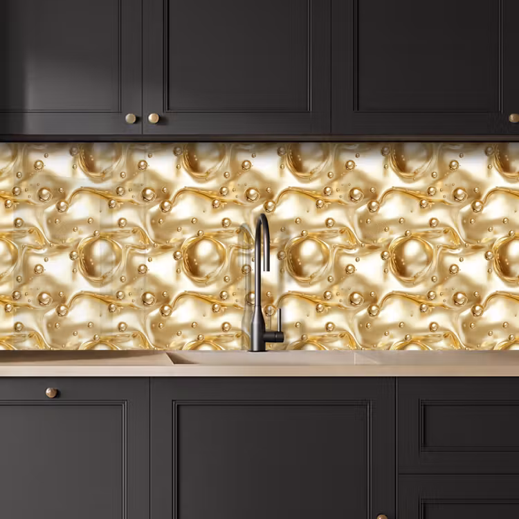 Keuken achterwand - Vloeibaar - Druppels - Goud — 6