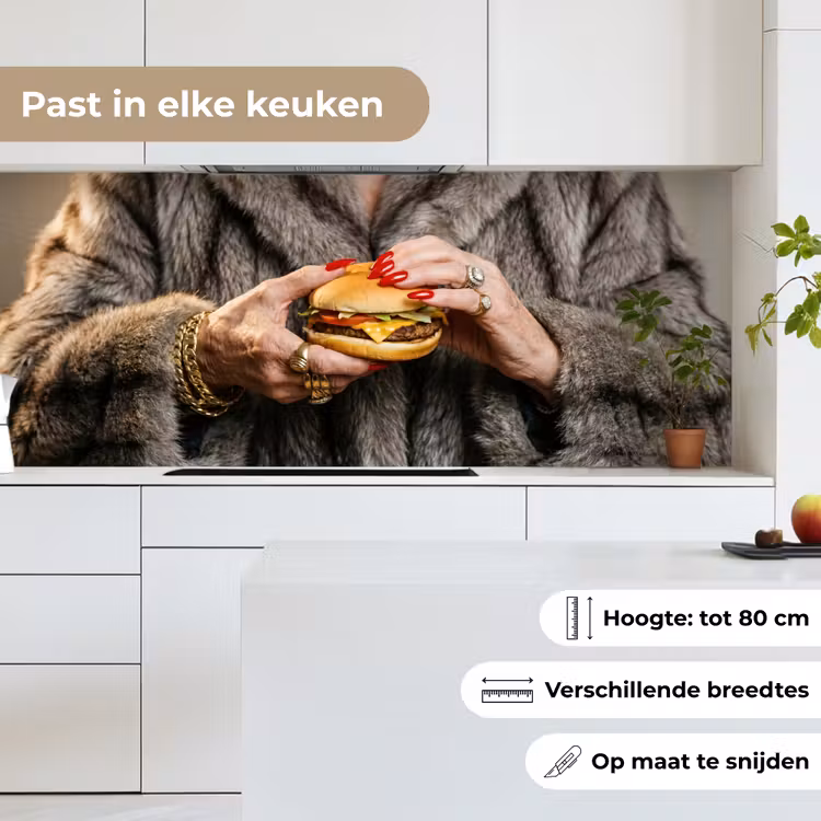 Keuken achterwand - Vrouw - Hamburger - Bontjas — 7