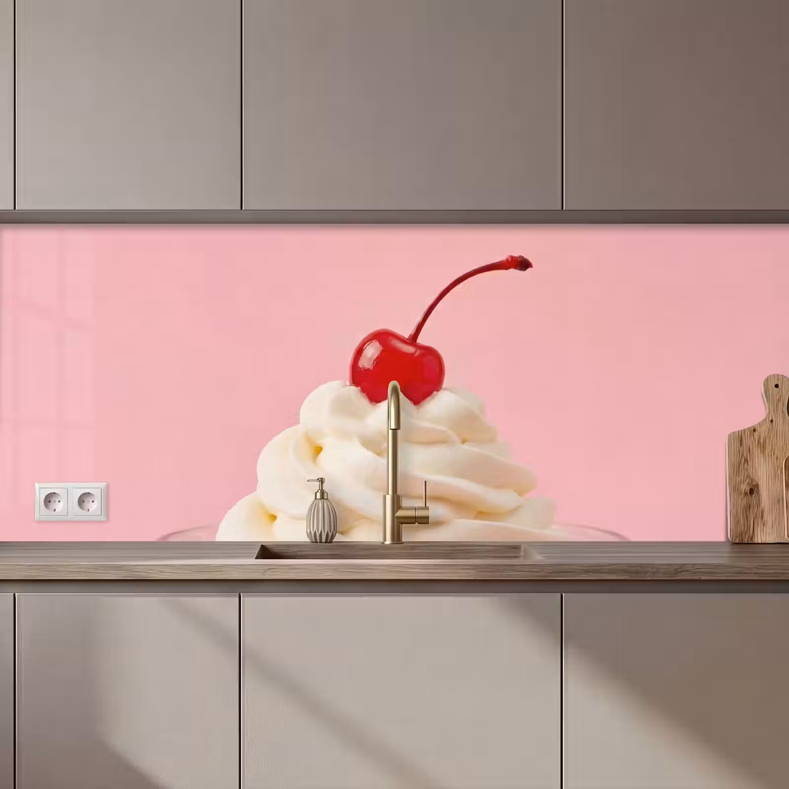 Keuken achterwand - Kers - Slagroom - Roze — 1