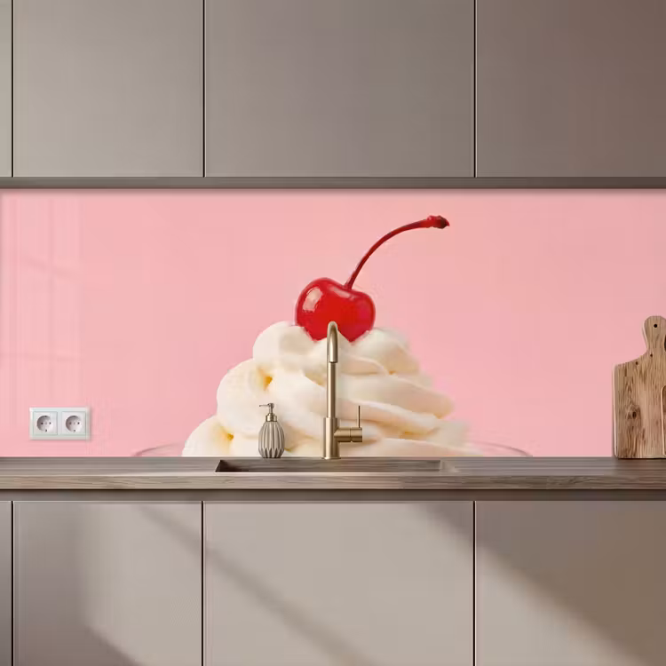 Keuken achterwand - Kers - Slagroom - Roze — 1