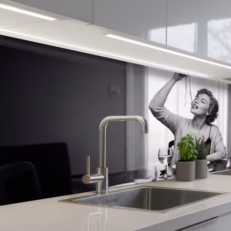 Keuken achterwand - Vrouw - Spaghetti - Zwart - Wit — 2