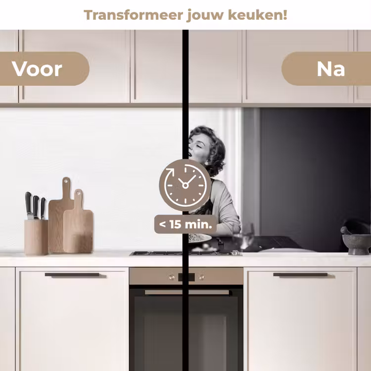 Keuken achterwand - Vrouw - Spaghetti - Zwart - Wit — 3