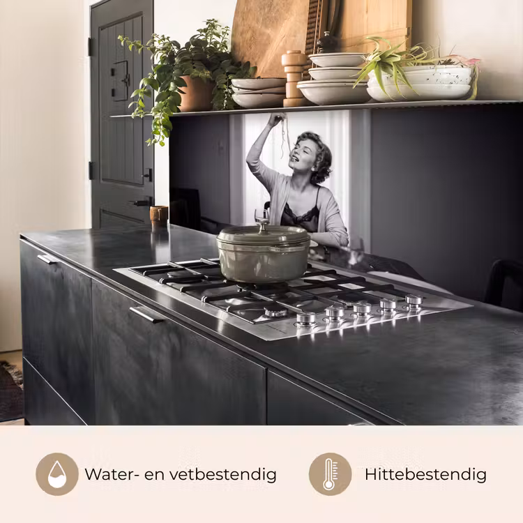 Keuken achterwand - Vrouw - Spaghetti - Zwart - Wit — 5