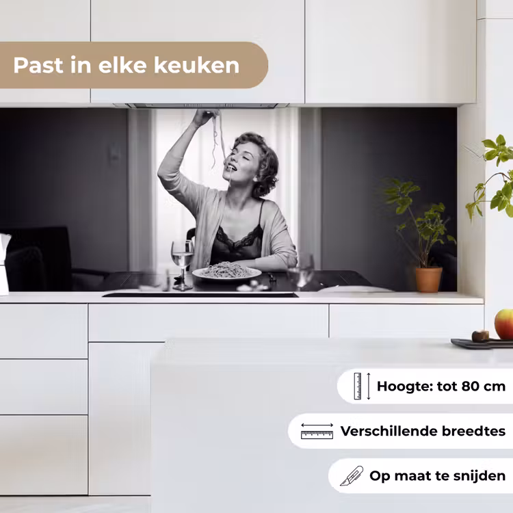 Keuken achterwand - Vrouw - Spaghetti - Zwart - Wit — 7