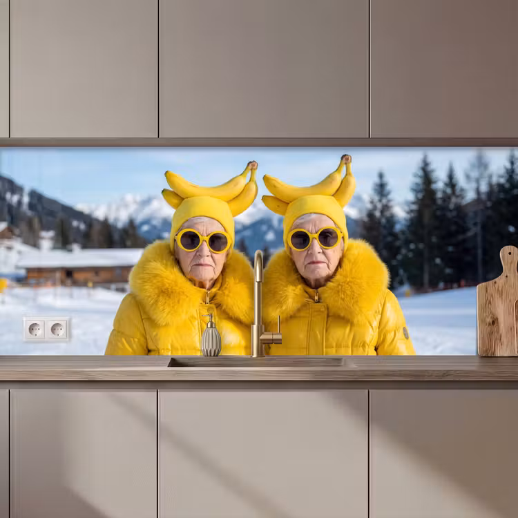 Keuken achterwand - Vrouwen - Bananen - Geel — 1