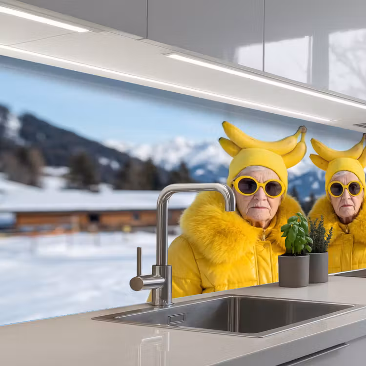 Keuken achterwand - Vrouwen - Bananen - Geel — 2