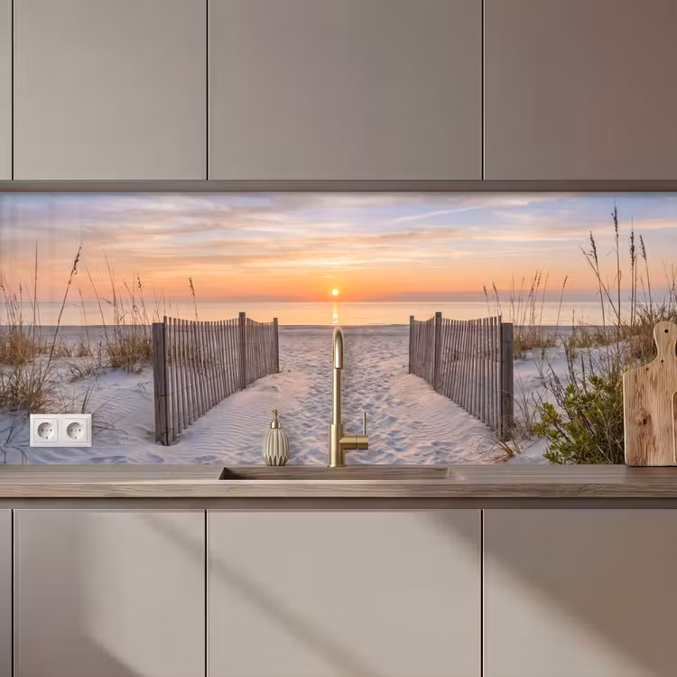 Keuken achterwand - Zonsondergang - Strand - Zand — 1