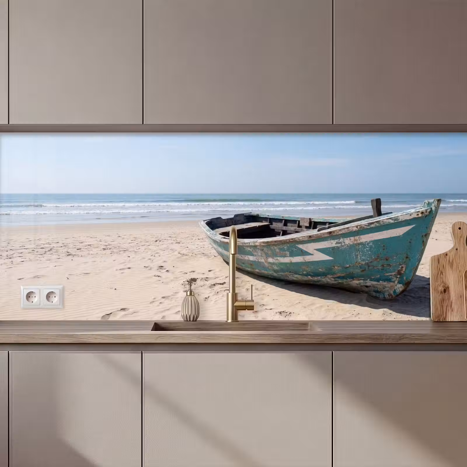 Keuken achterwand - Boot - Zandstrand - Zee — 1
