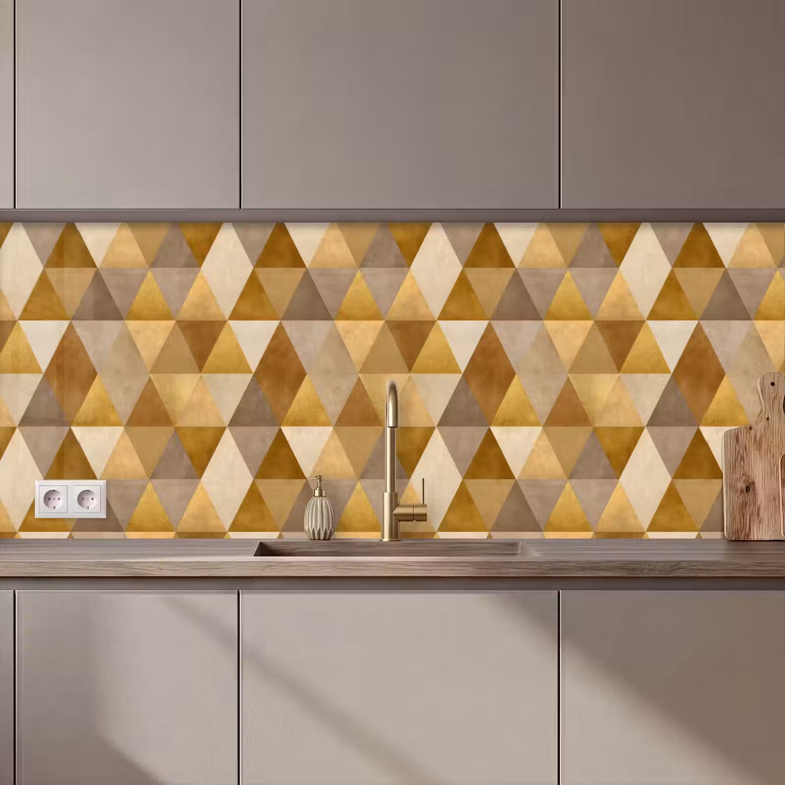 Keuken achterwand - Geometrisch - Driehoek - Goud — 1
