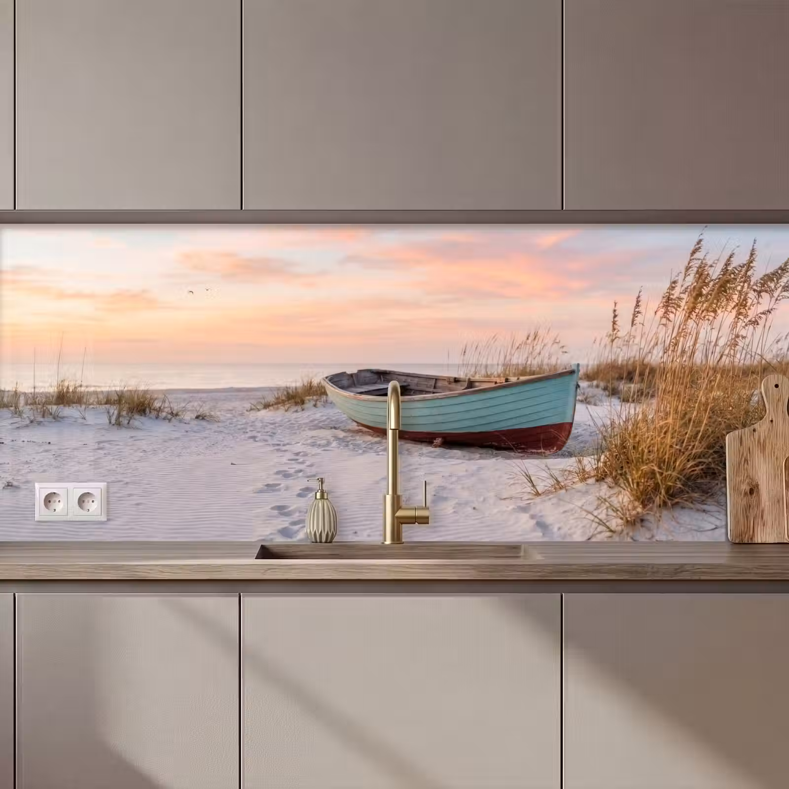 Keuken achterwand - Rustiek - Roeiboot - Zandstrand — 1