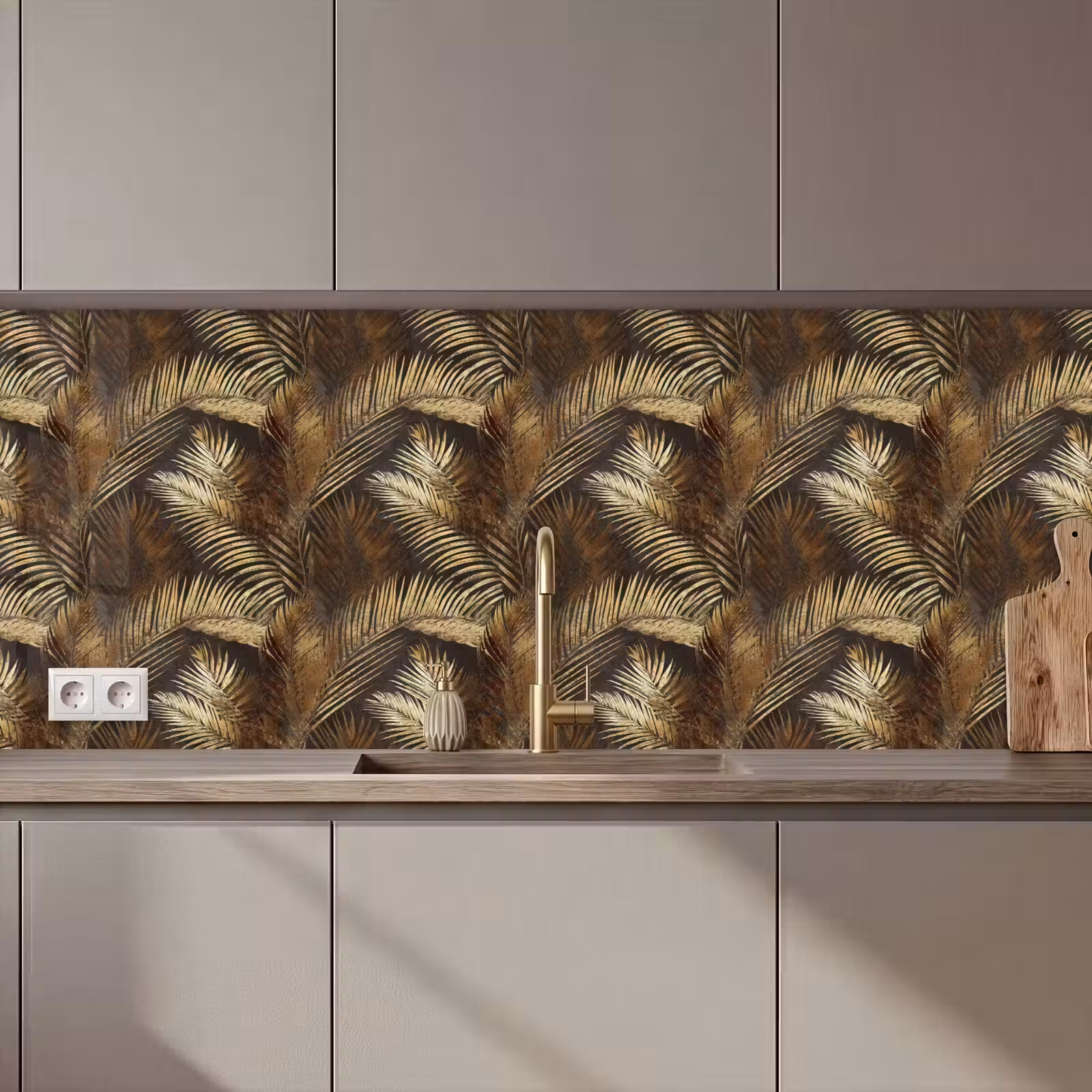 Keuken achterwand - Tropisch - Bladeren - Goud — 1