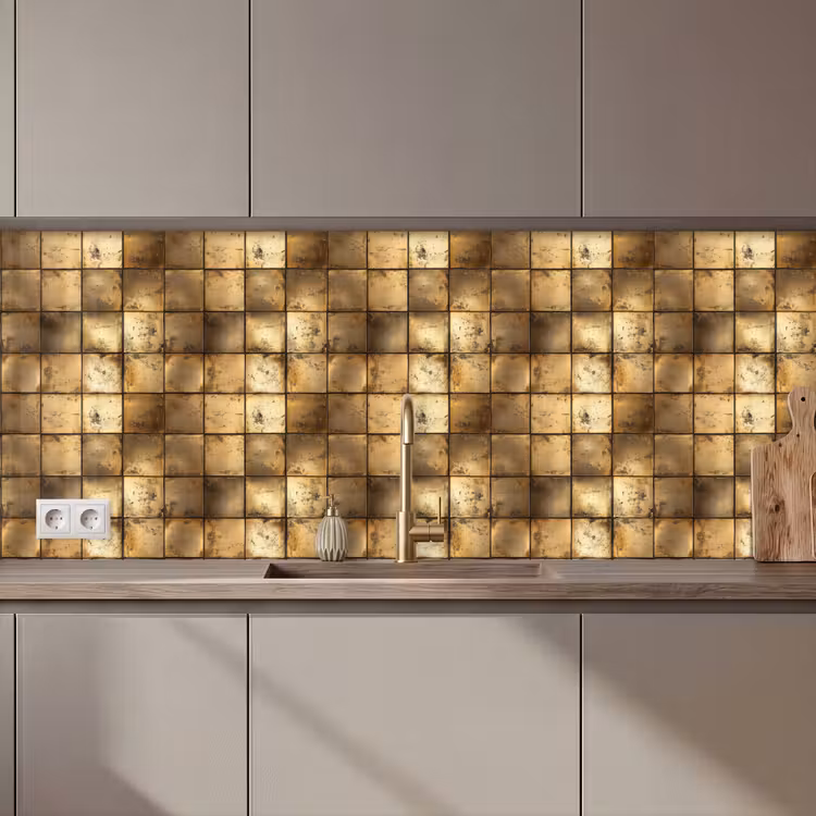 Keuken achterwand - Geometrisch - Tegels - Goud — 1